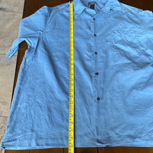 CRAZY HORSE Blue 100% Silk Short-Sleeve Button-Down Shirt Size XL - Picture 6 of 10